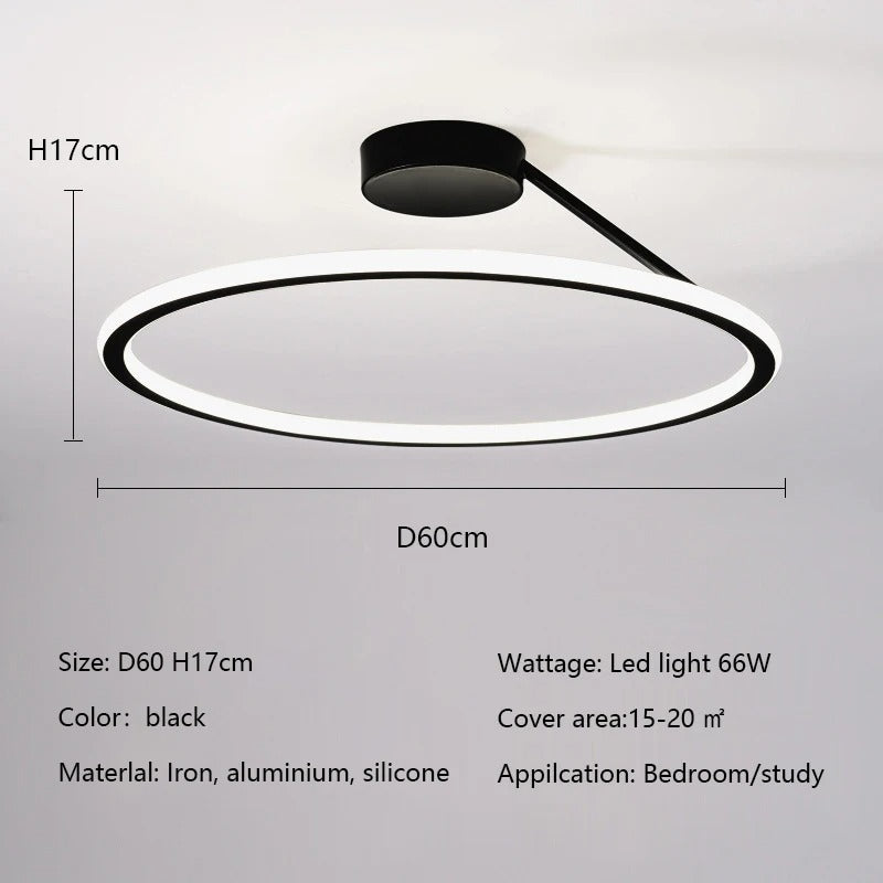 LED Circle Ceiling Light – Sleek Aluminum Ring Design